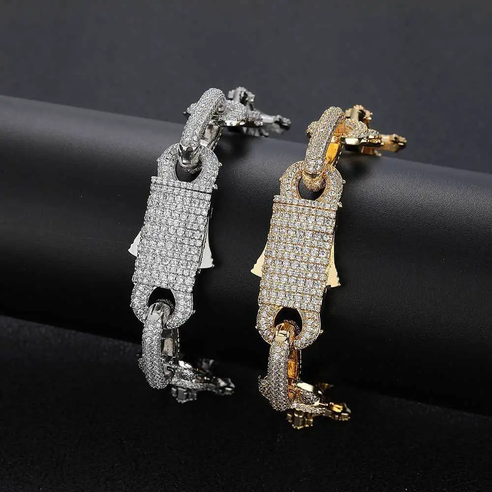 Hip hop 8-character Thorn Cross Cuban Chain Zircon Necklace Accessories Men's Bracelet Accessories