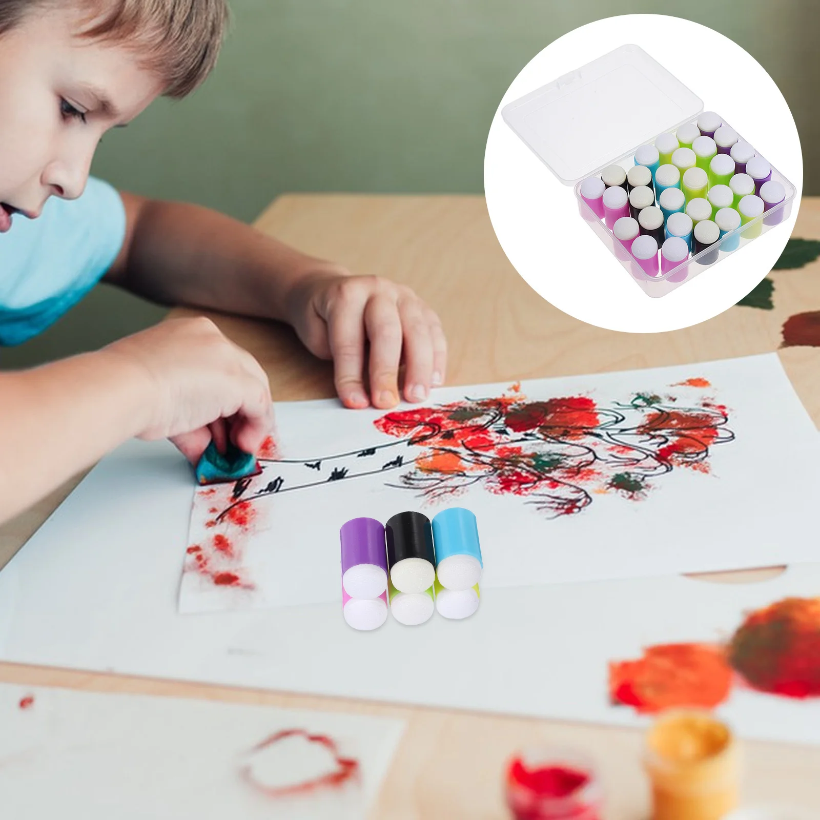 

30pcs Finger Sponge Daubers Set Color Variety Ergonomic Absorption Smooth Blending For Painting Stamping Card Making