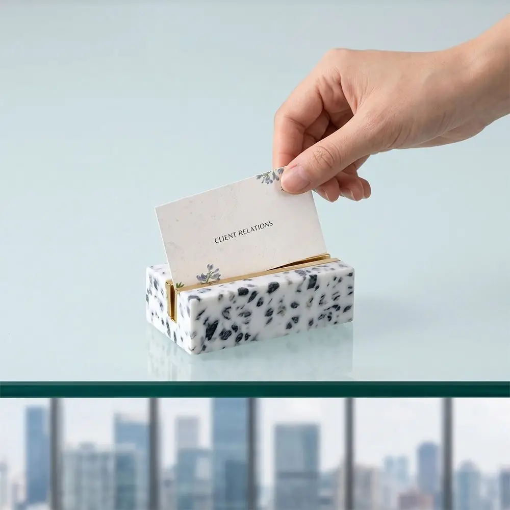 Marble Texture Desktop Business Card Holder Creative Design Elegant Menu Card Display Holder Display Clip Modern