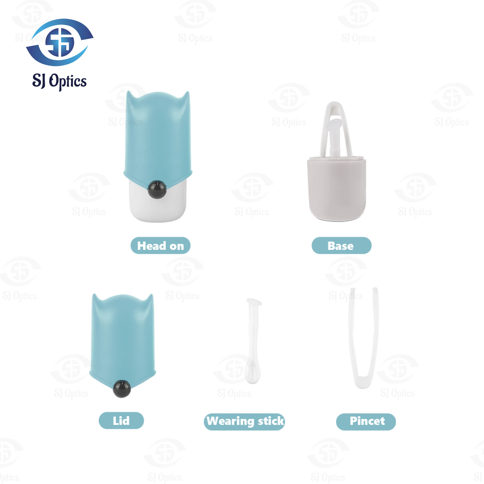 Mini Portable Contact Lens Case para Viagem, Lentes oculares, Fox Head, Laranja Rosa Azul Cor