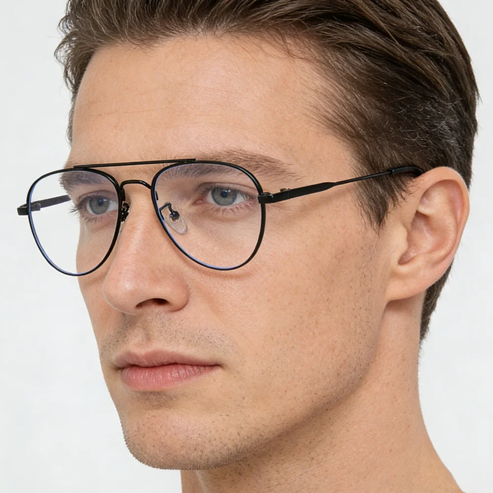 VIVIBEE Pilot Customized Prescription Glasses Men Metal Myopia Eyeglasses Astigmatism Vintage Optical Hyperopia Aviation Frames