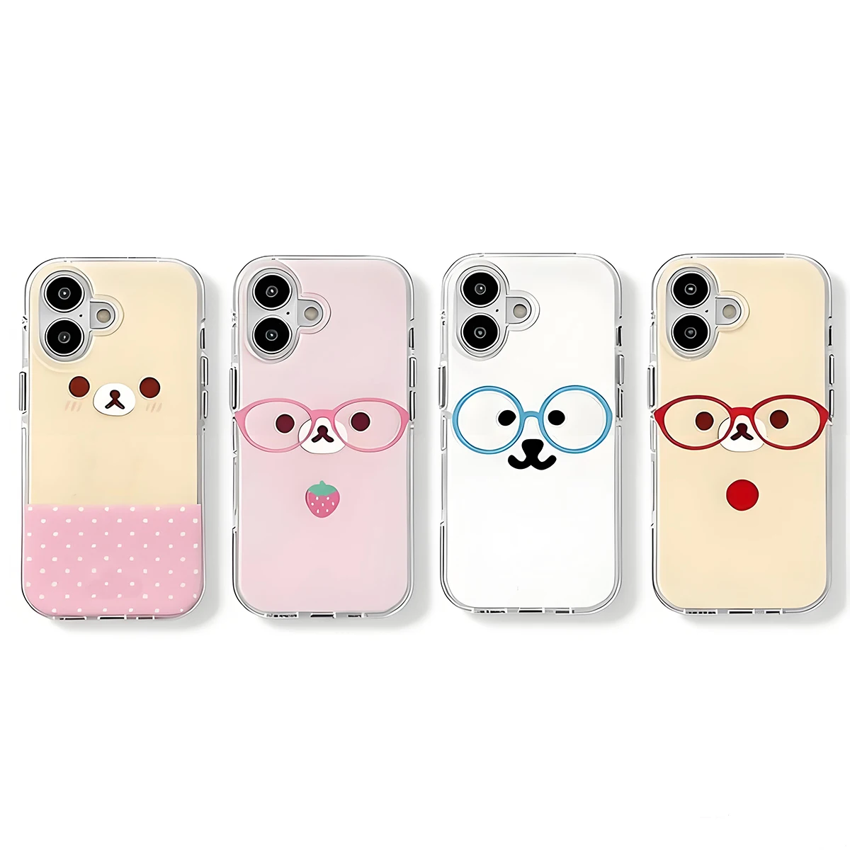 Niedliche Bären-Handyhülle mit Brillen für iPhone 18 17 Promax 16 15 14 13 12 11 Pro Mini Max Plus XR Silikon Transparente Weiche Hülle – Detail 1