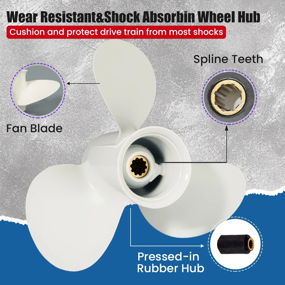 Outboard Propeller 9 7/8x14 For Yamaha 20hp 25hp 30hp Boat Aluminum Alloy Screw 3 Blade 10 Spline Marine Engine 664-45952-00-EL
