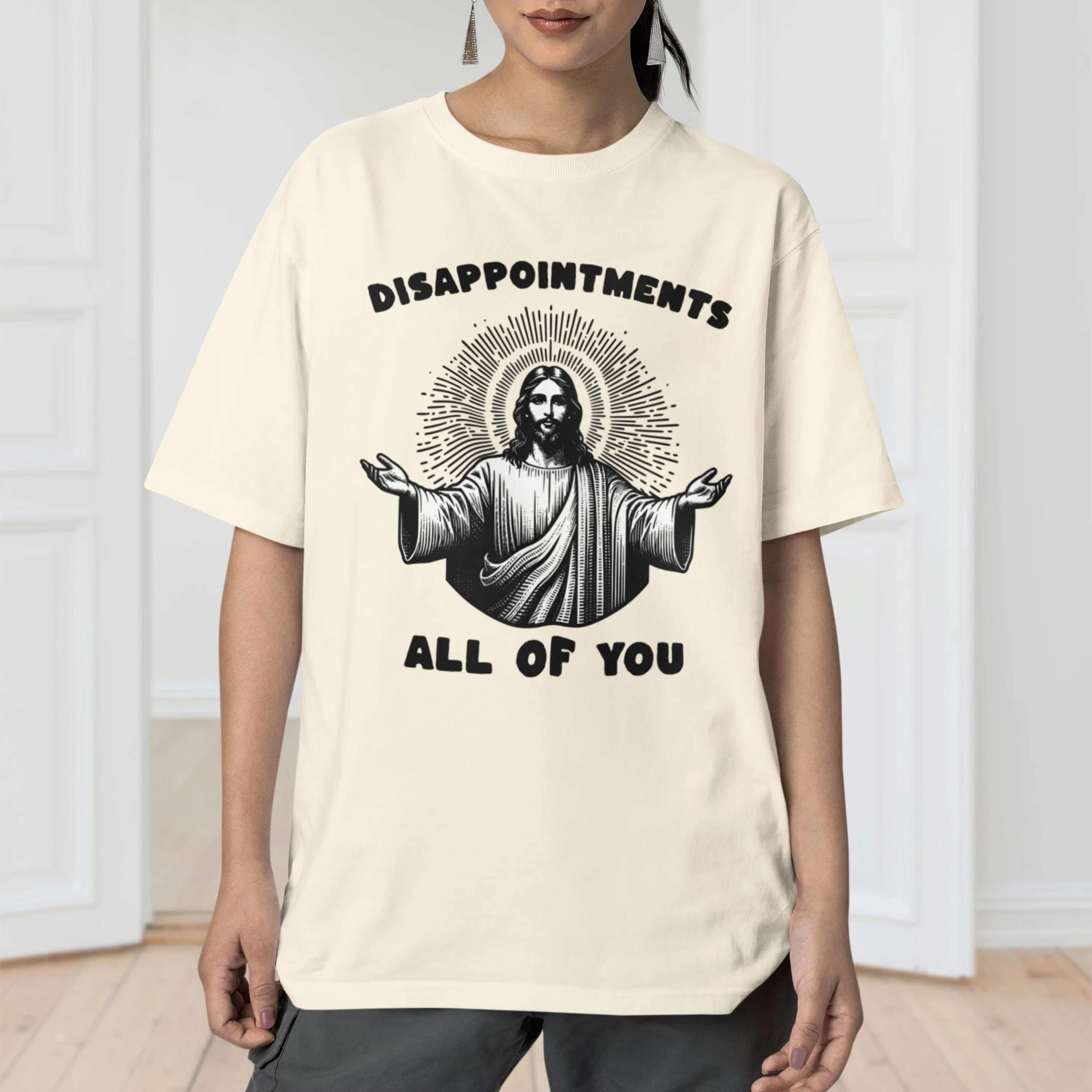 

[Забавные разборки Иисуса] Хлопковая футболка «Саркастические забавные разборки Иисуса» All of You — семейная одежда унисекс