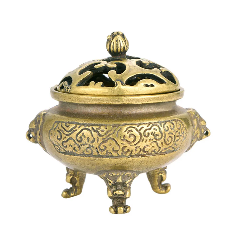 

Retro Style Brass Incense Burner Vintage Censer Holder Home Supplies Decorative Stand For Bedroom Office Yoga Room Mini