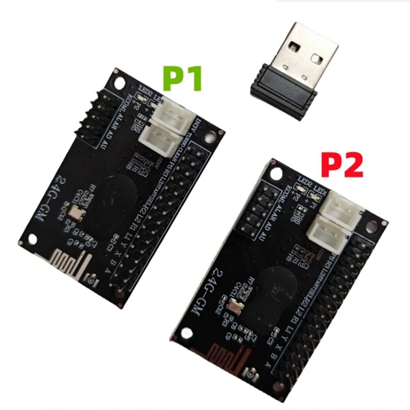 2.4G 무선 아케이드 USB 아케이드 조이스틱 인코더 PCB 보드, DIY 아케이드 게임 콘솔 부품용, 2 인용