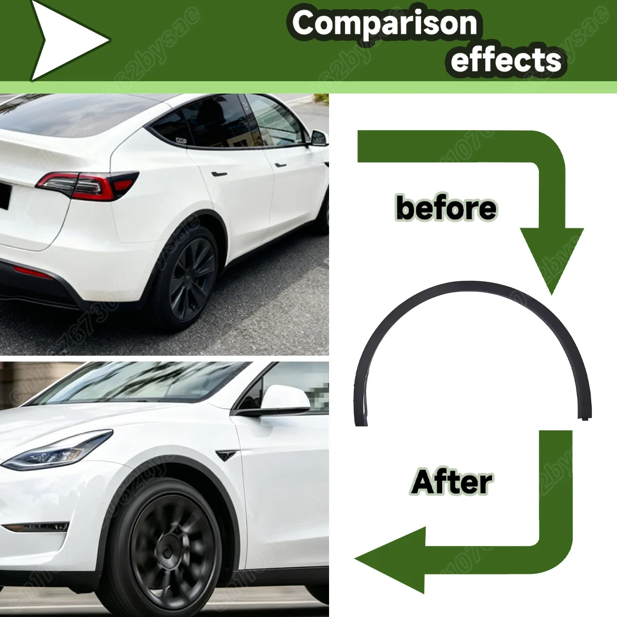 For Tesla Model Y 2020 2021 2022 2023 2024 Front Rear Wheel Eyebrow Molding Fender Flare Automobile Decorate Parts