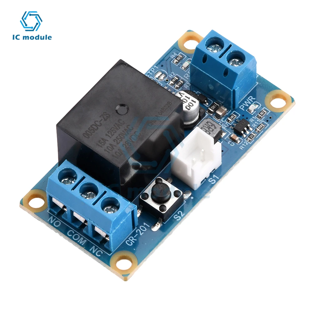 DC5-28V 1 Channel Single-Button Bistable One-Button Start-Stop Self-Locking Relay Module Microcontroller Control Relay