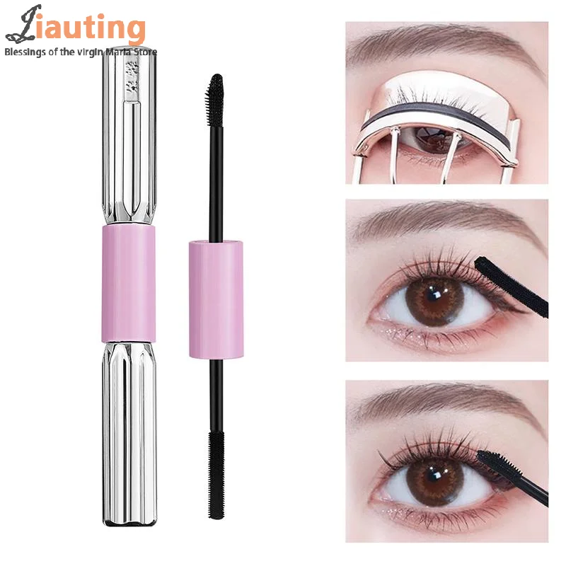 Mascara Double-en-un en Fiber de soie, imperméable, pour Extension de cils, noir, épais, allongeant, cosmétiques