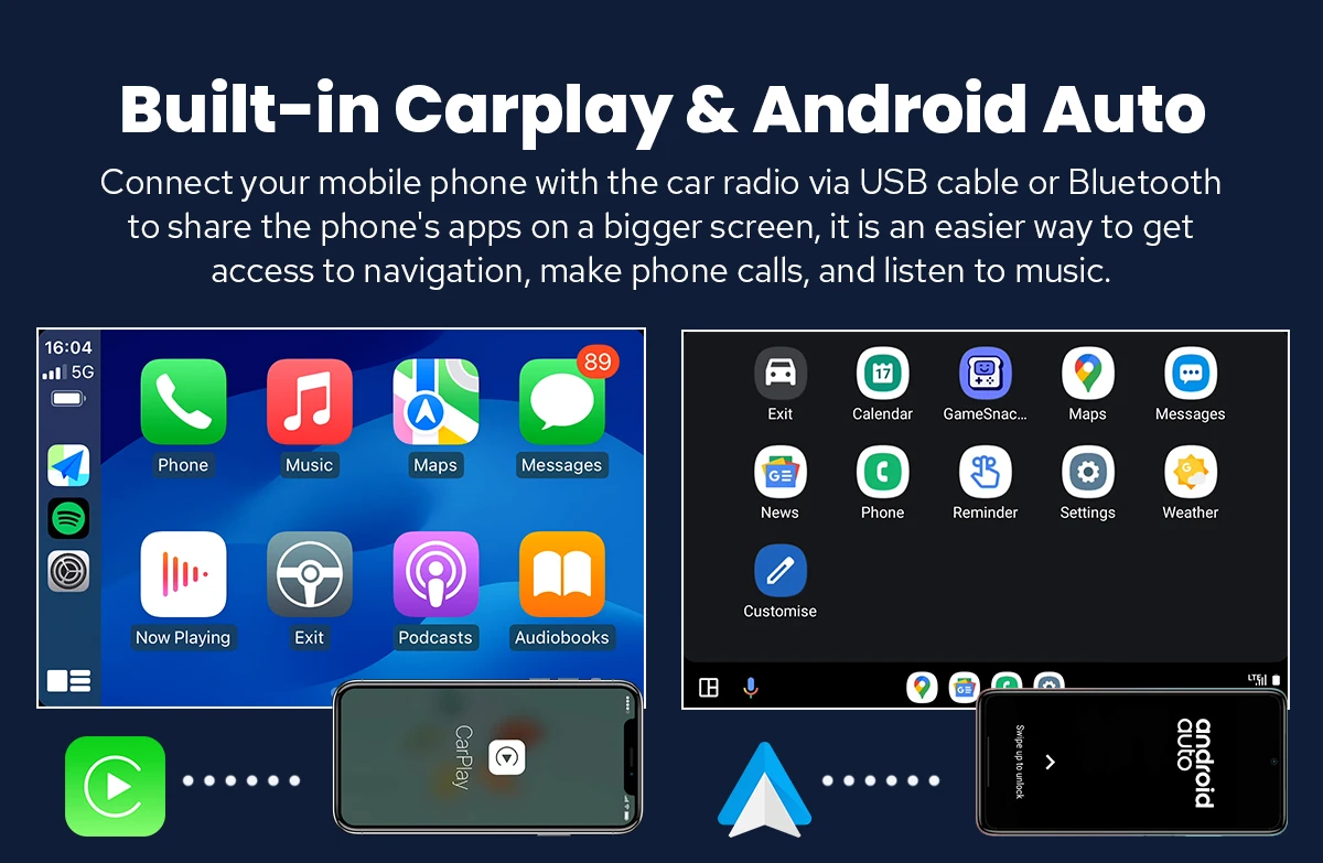 JOYING 10.1“Car Stereo Radio with Volume Knob Wireless CarPlay& Android Auto 1280x800 HD Touchscreen Multimedia Player