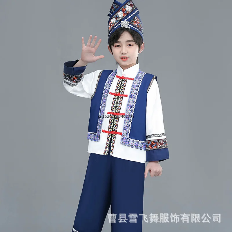 Conjunto de trajes de baile Zhuang para niños, ropa para niños, nuevo estilo, disfraces de reconocimiento, actuación para niños y niñas