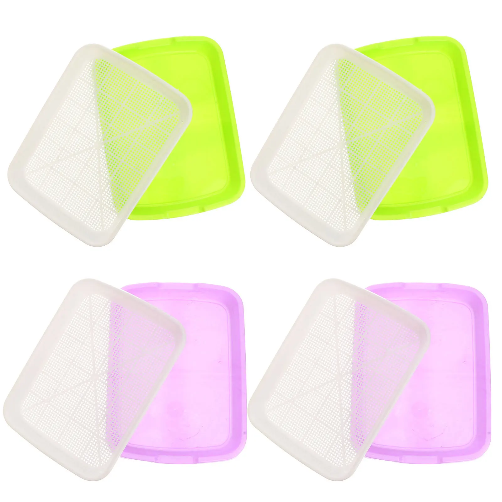 Juego de 4 cuencos para brotes, bandeja sin suelo de Material PP para cultivo de pasto de trigo, soja, frijol mungo, maní, frijol negro en casa, plantación de agua