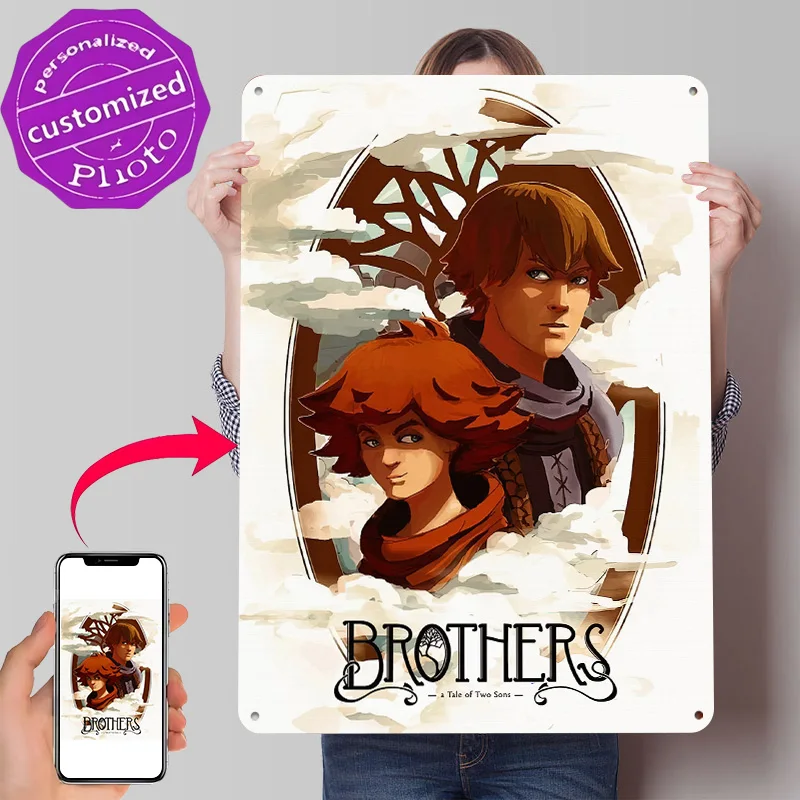 Brothers: A Tale of Two Sons Game Art Personalized 3D Textured Metal Poster Wall Art Vintage Tin Signs for Decoration Aesthetic