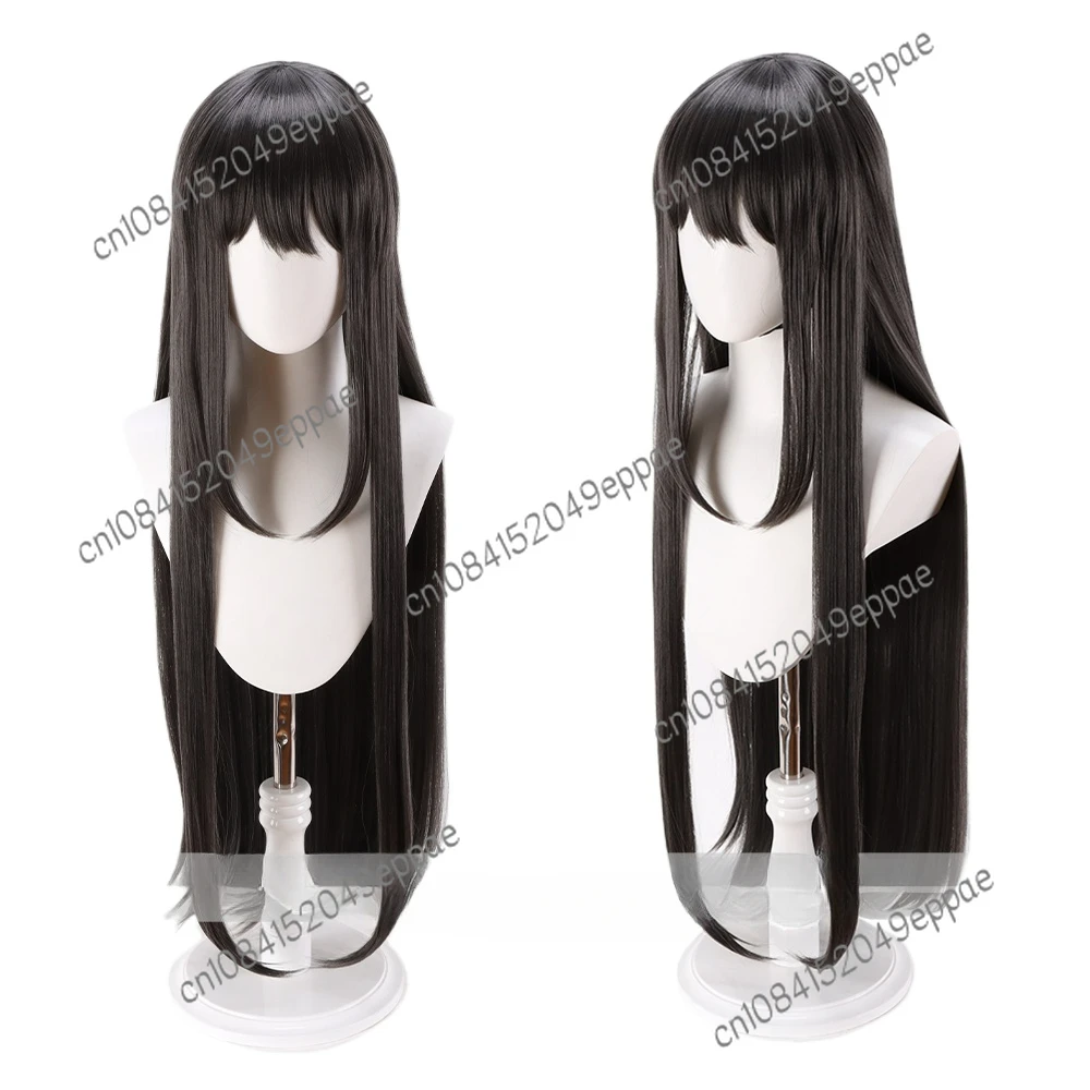 Black Gray Dome Heart Long Sideburns Soft Long Straight Hair Cos Wig