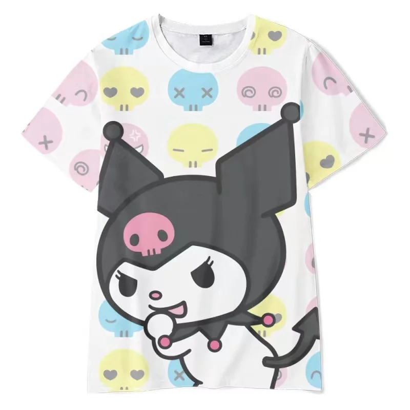 Kuromi Kuromi Joint Short-sleeved T-shirt For Women 2024 Summer New Mickey Minnie Cartoon Print Girls' Tops Trend Ins Cute Style