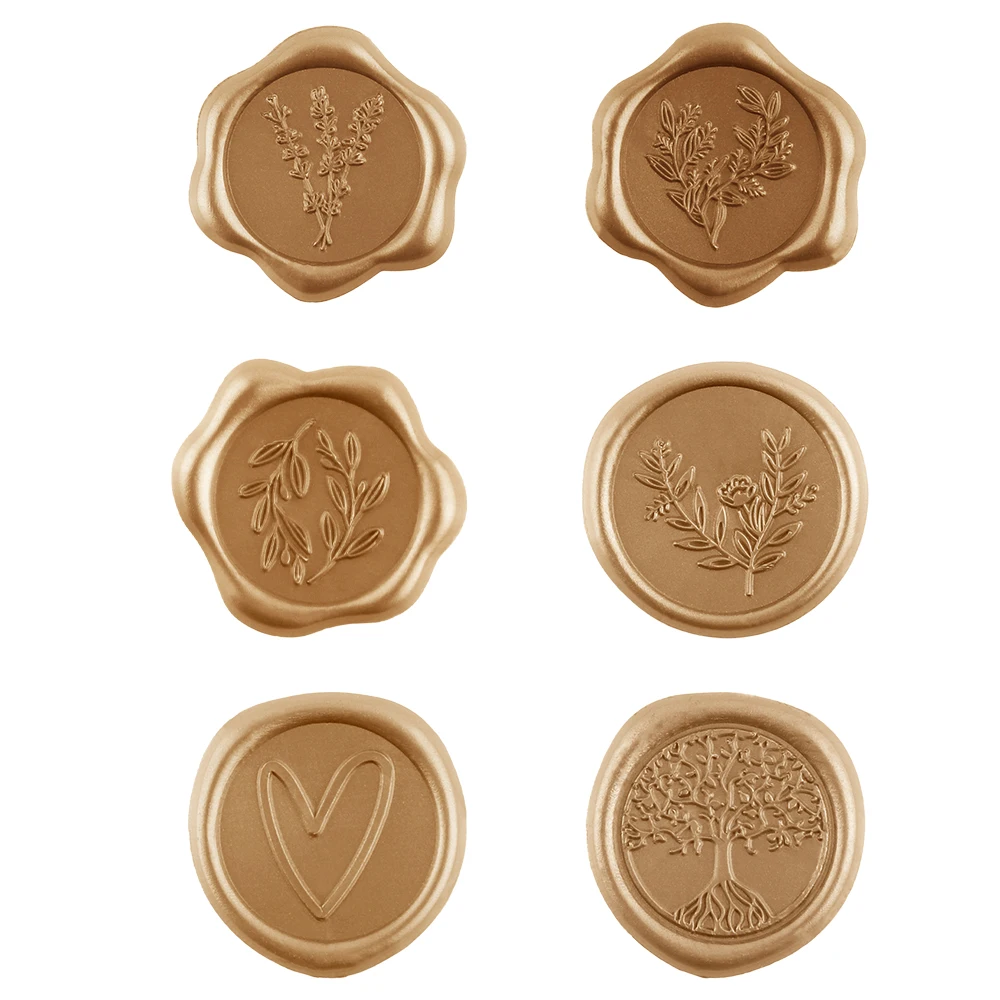 30 Olive Branch Love Tree Style Wax Seal Stickers Self-Adhesive Wedding Invitation Envelope Seal Gold Stickers