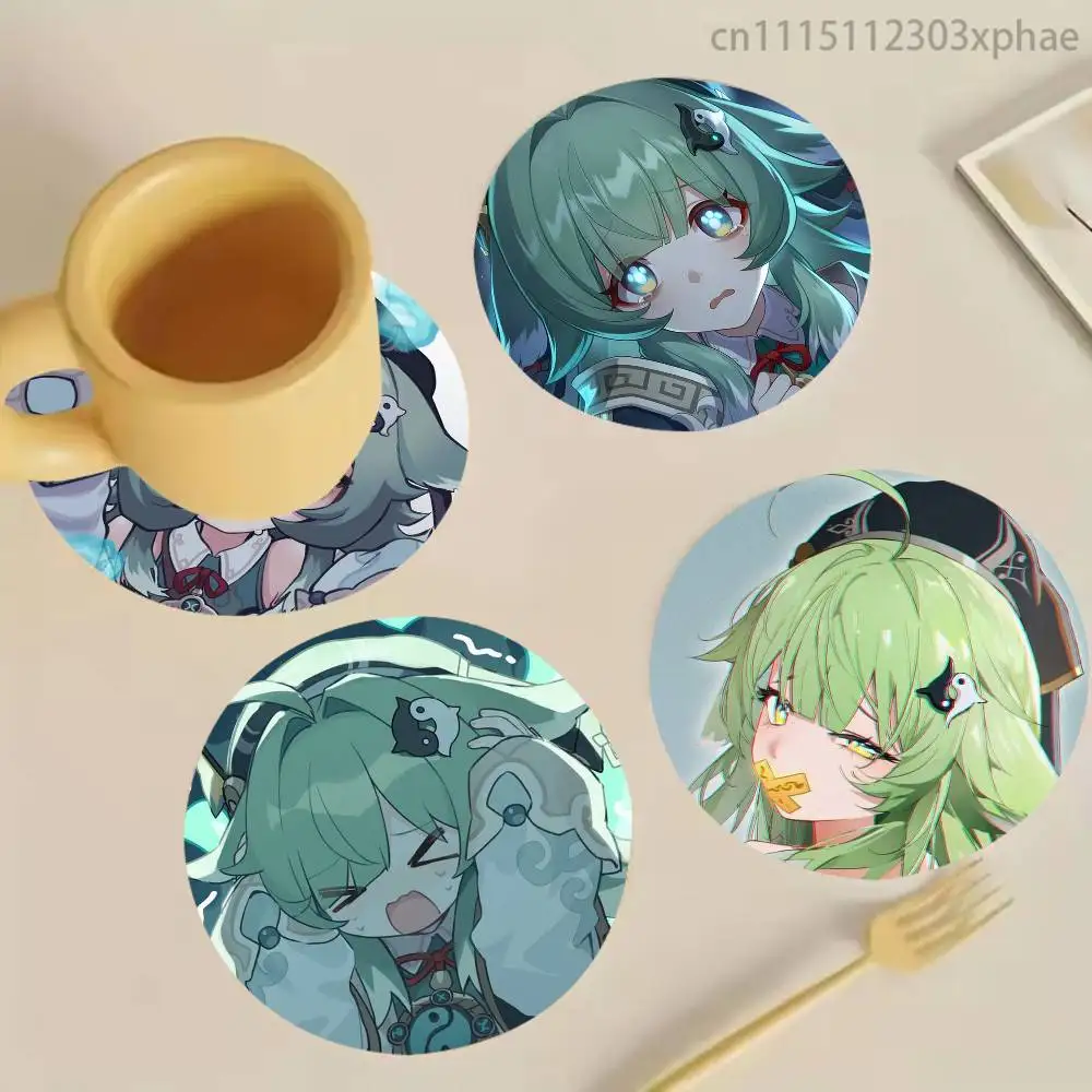 Honkai Star Rail HSR Huohuo Mr.Tail Wood Coaster Mug Tea Coffee Cup Pad Heat Resistant Placemats Tableware Decoration