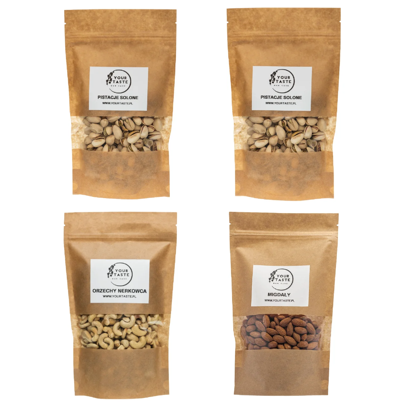 Your Taste Zestaw - 2x Pistacje solone 500g + Orzechy nerkowca 500g + Migdały 500g