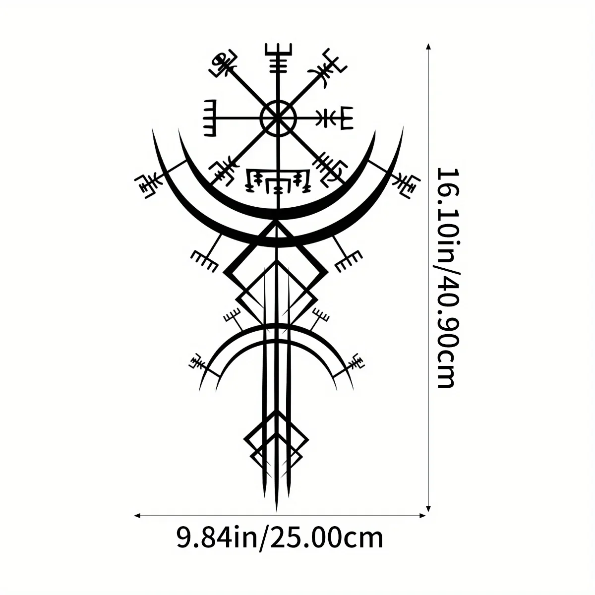 One Piece Viking Metal Decor Rune Wall Decor Norse Mythology Art Metal Wall Decor Metal Wall Hanging Gift 16.1 inches/40.9 cm