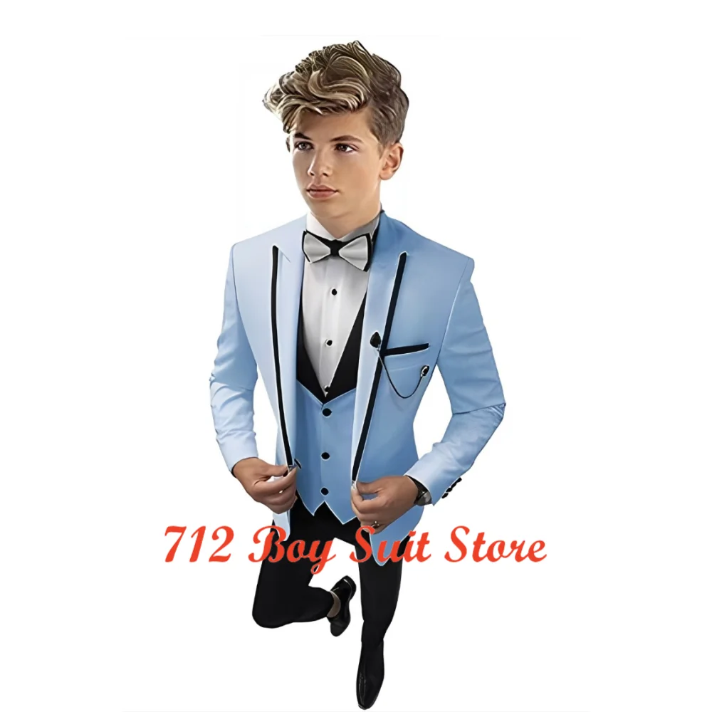 Suit for Boys Wedding Tuxedo Kids Formal Jacket Pants Vest 3 Piece Set Custom Outfit Classic Clothes For 2-16 Years Child