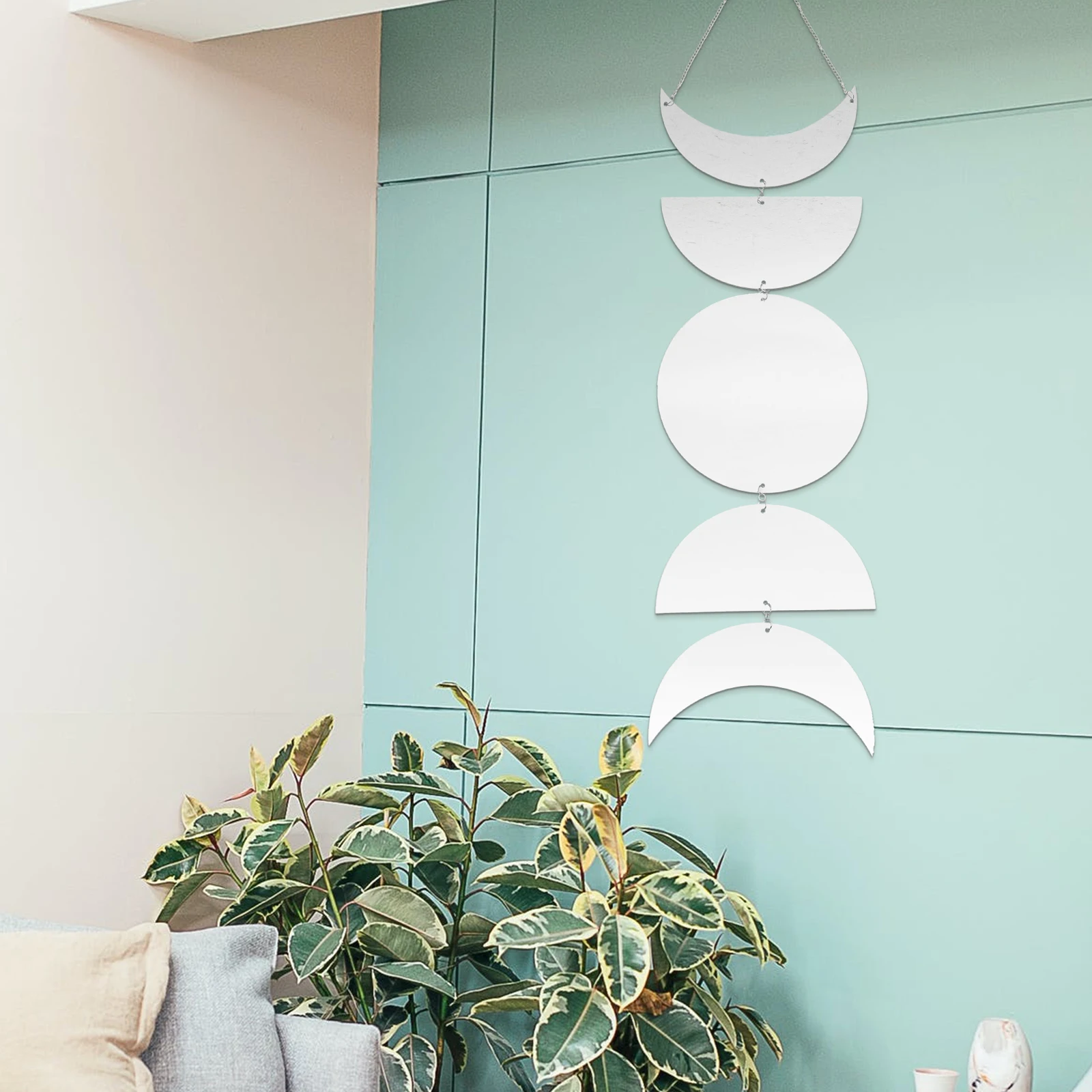 

Wall Hanging Crescent Moon Mirror Decoration Silver Acrylic Material Home Bedroom Decor moon phase mirror for home