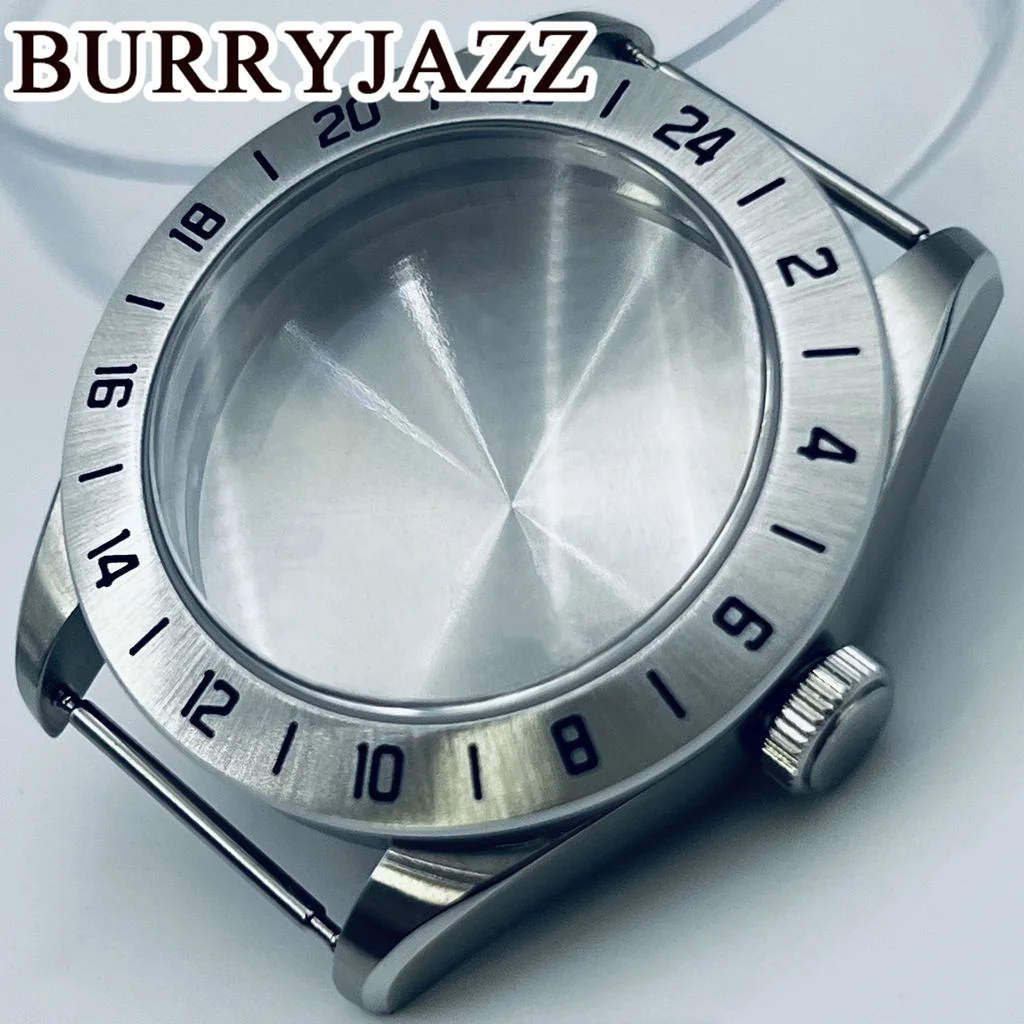 BURRYJAZZ 38.8mm NH35 NH36 NH34 NH38 NH39 NH70 NH72 Watch Case 200m Waterproof Sapphire Glass Silver Solid Stainless Steel