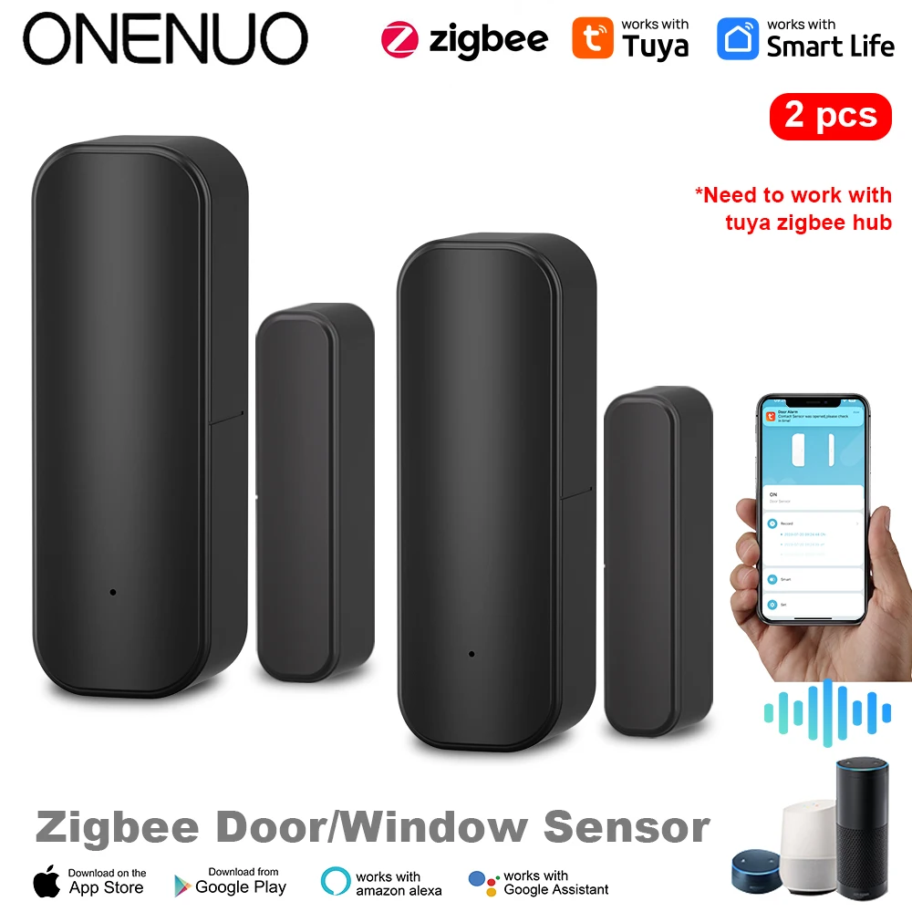 Tuya ZigBee Door Window Sensor Smart Home Wireless Door Open Close Detectors APP Remote Alarm Work With Alexa Google Home