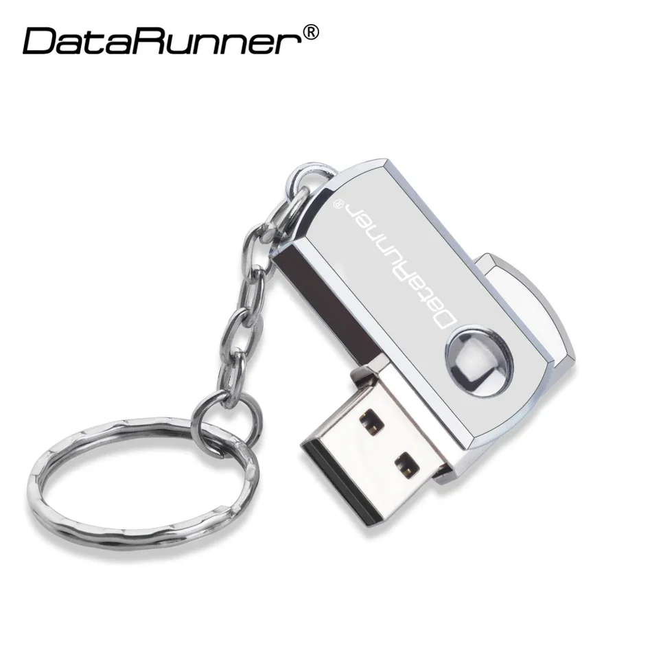 

DataRunner Stainless Steel USB 2.0 Flash Drive Key Chain Pen Drive 8GB 16GB 32GB 64GB 128GB Rotation Pendrive USB Memory Stick