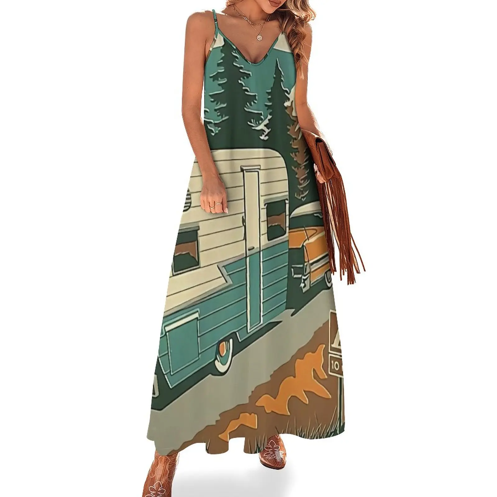 

Travel by Trailer Sleeveless Dress long dress women summer woman dress