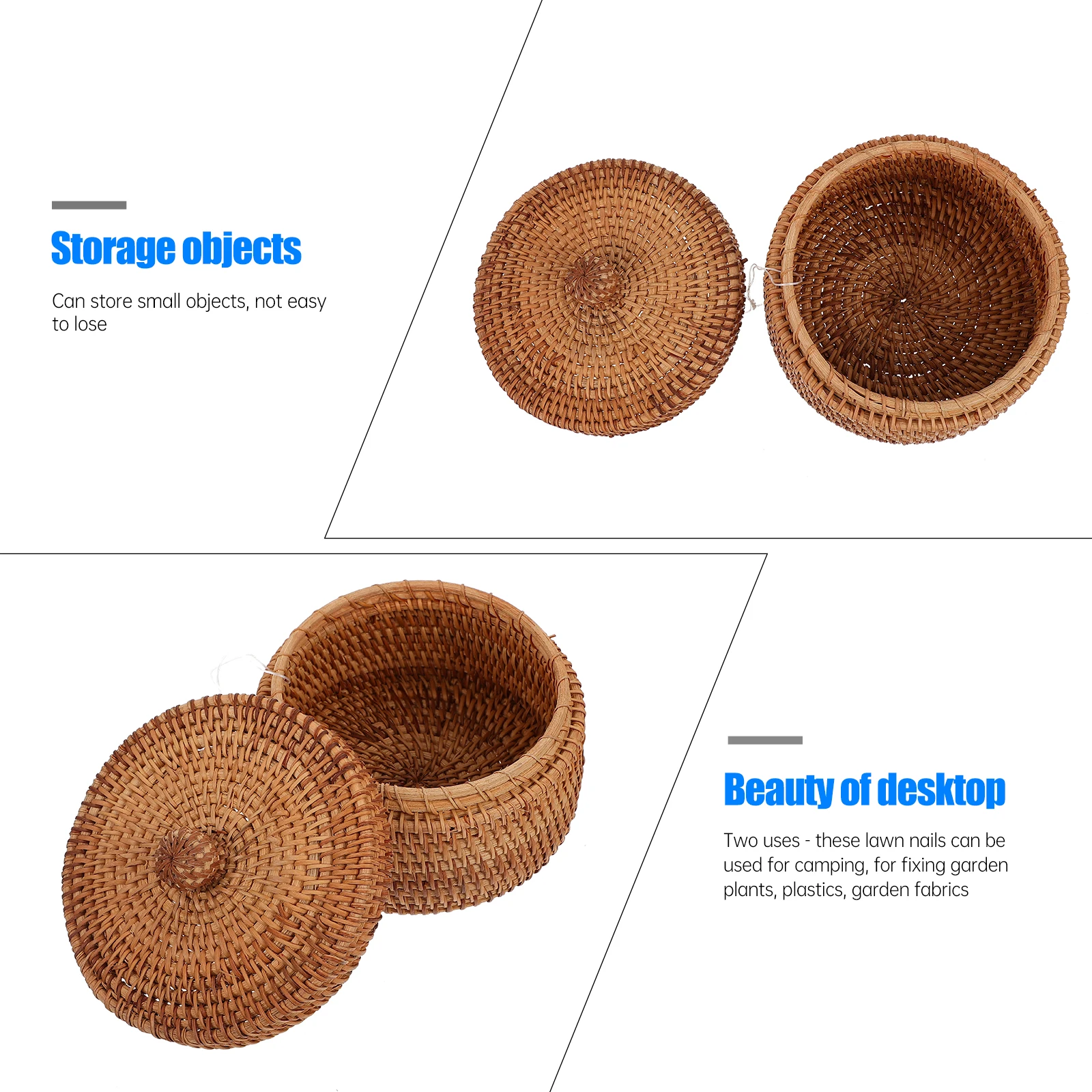 

Rattan Storage Box Desktop Decor Retro Tray Picnic Basket Hand Woven Autumn Vines Vintage Home