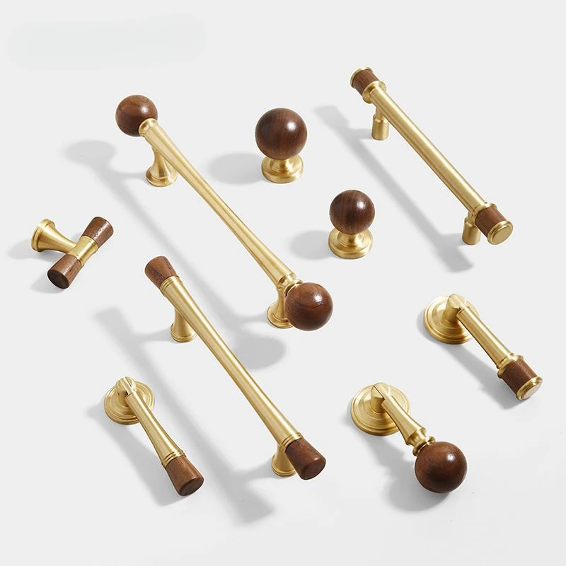 Vintage Walnut Wood Brass Handle Antique Style silver Cabinet Door Handle Wardrobe Door Long Handle Furniture Hardware Accessori