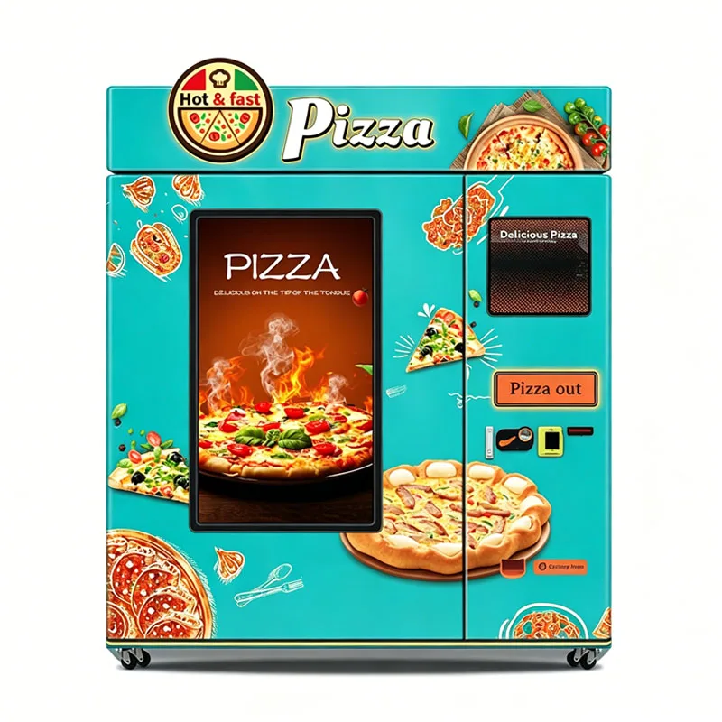Pizza Vending Machine Robotic Pizza Kiosk with Refrigeration Storage 3-Minute Fast Bake Touch Screen Ordering Customized