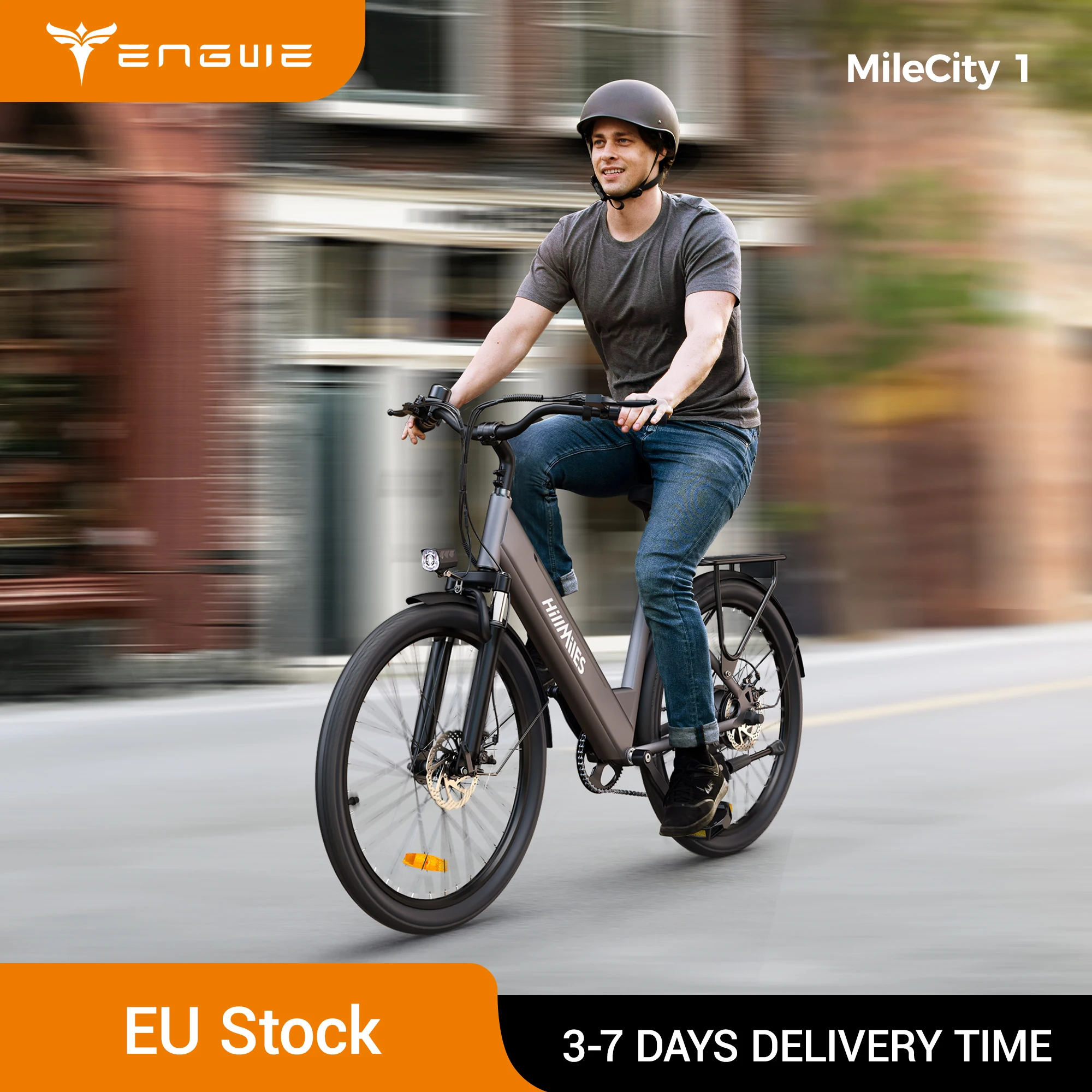 MileCity 1 26" E-Bike pour les déplacements urbains, portée 120 km, moteur 250 W, batterie 36 V 13 Ah, vitesse 25 km/h, 7 vitesses, freins à disque