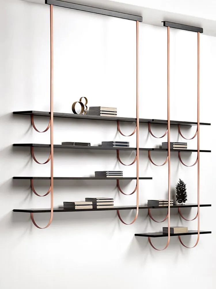 Wall bookshelf, household light luxury decorative shelf, multi-layer storage shelf
