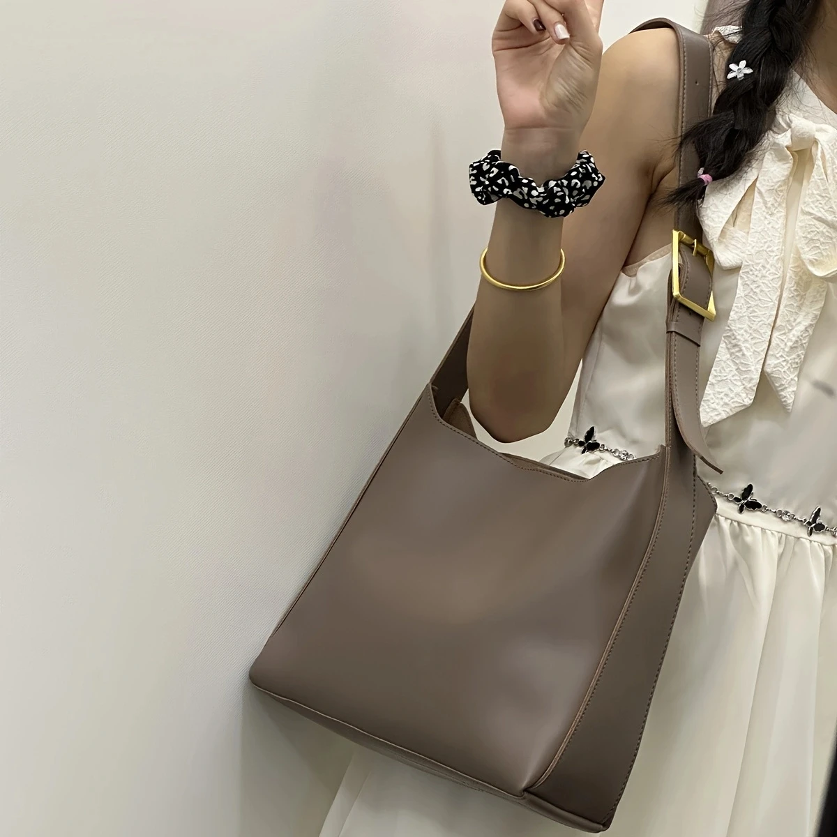 Two-piece mother bag women\'s bag fashion spring 2024 on the new soft leather shoulder bag large-capacity handbag woman