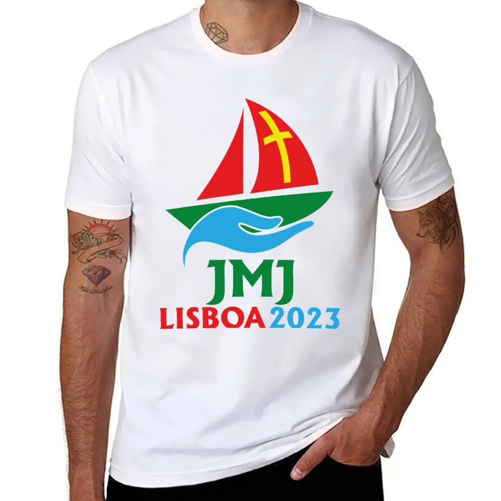 JWJ Jornada Mundial de la Juventud Lisboa 2023 logo camiseta hombre camiseta hombre camiseta de lujo