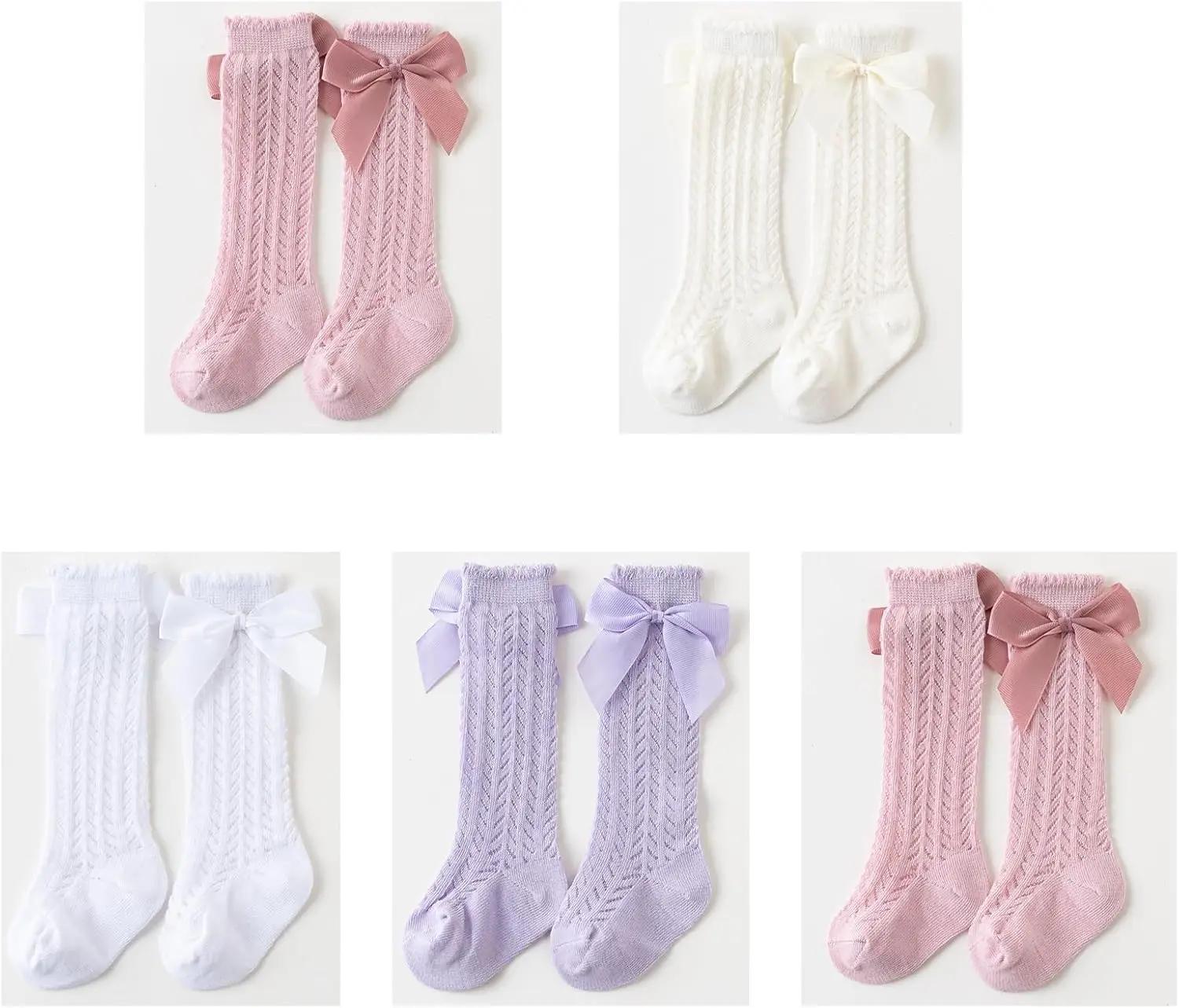 Baby Girls Knee High Mesh Socks Breathable Infants Toddlers Bowknot Dress Socks