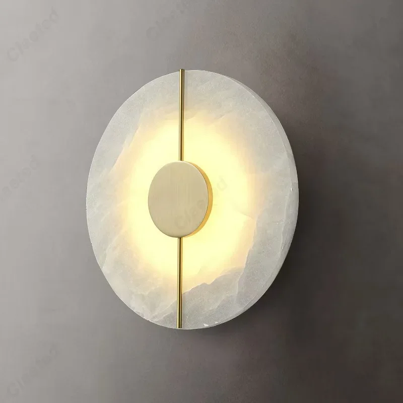 Modern Luxury Creative Natural Marble Wall Light - Alabaster Marble Wall Sconce for Bedroom Bedside Home Decoration Lighting