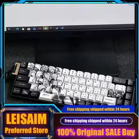 NEW Chainsaw Man Reze Themed Mechanical Keyboard Custom Cherry PBT+PC Side Engraving Keycap PC Gaming Keyboard Anime Gamer Gift