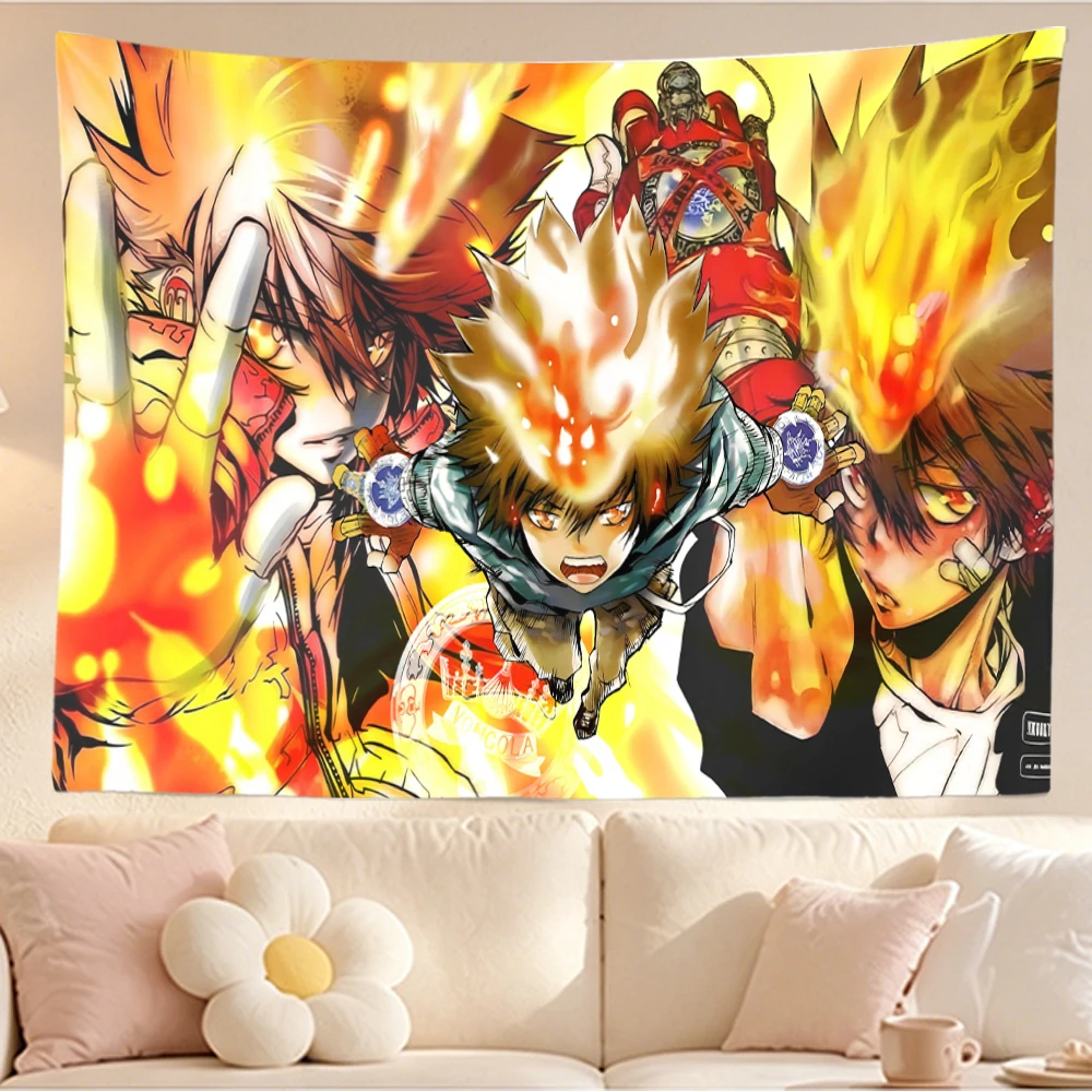 Katekyo Hitman Reborn Tapestry Wall Hanging Tsuna Vongola Burning Flame Shonen Anime Wall Art Home Bedroom Dorm Decor Fans Gift