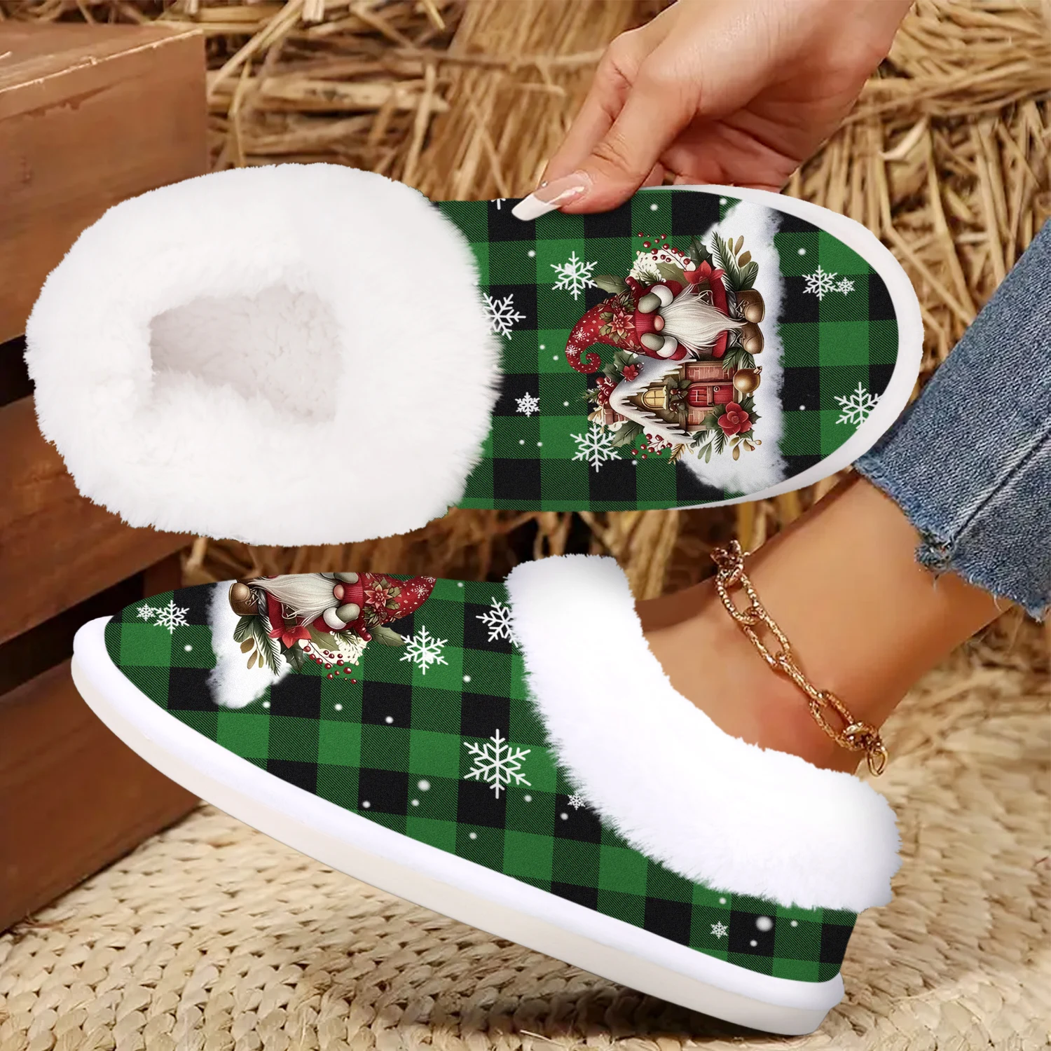 Holiday Gift, Adorable Santa Claus Slippers for Home And Outdoors, Cozy Footwear, Comfortable Fuzzy Indoor Shoes