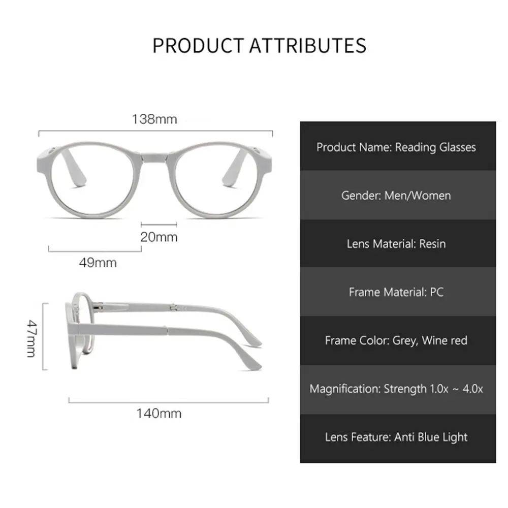 Lightweight Women's Folding Reading Glasses Includes Glasses Case Men's Blue Light Blocking Eyeglasses long-sightedness Eyewear