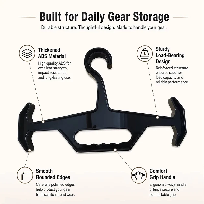 Heavy-Duty Tactical Gear Display Rack - Coat Hanger Durable Plastic Tactical Style Vest and Wetsuit Hanger with Multiple Hooks