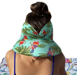 2024 New Women Sun Visor Hat Flora Printing Wide Brim Summer UV Protection Beach Sport Cap For Women Packable Summer Beach