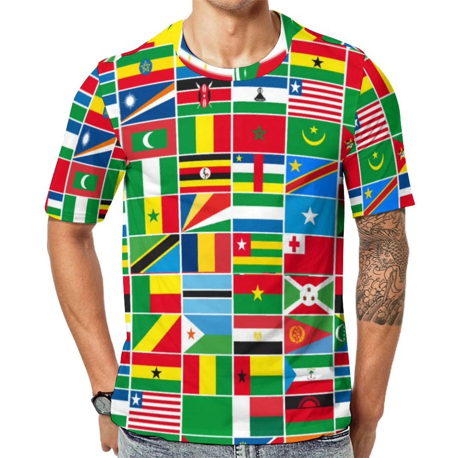 Male African Flags T-Shirt Colorful Print Popular T Shirts Short-Sleeved Printed Tshirt Hot Beach Kawaii Oversized Top Tees