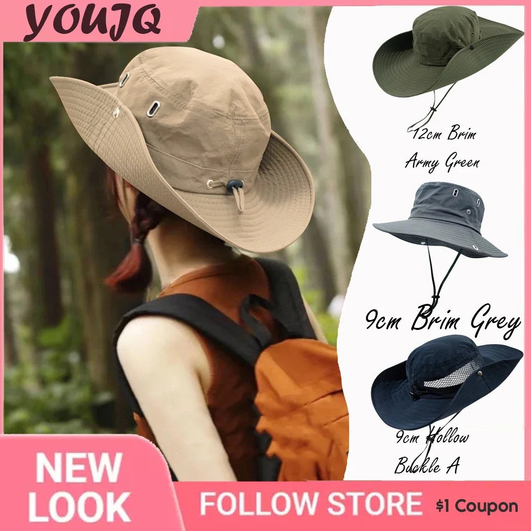 12CM Outdoor Big Brim Fisherman Hats for Men Women Fishing Climbing Tourism Hiking Sun Protection Spring Summer Bucket Bonnet