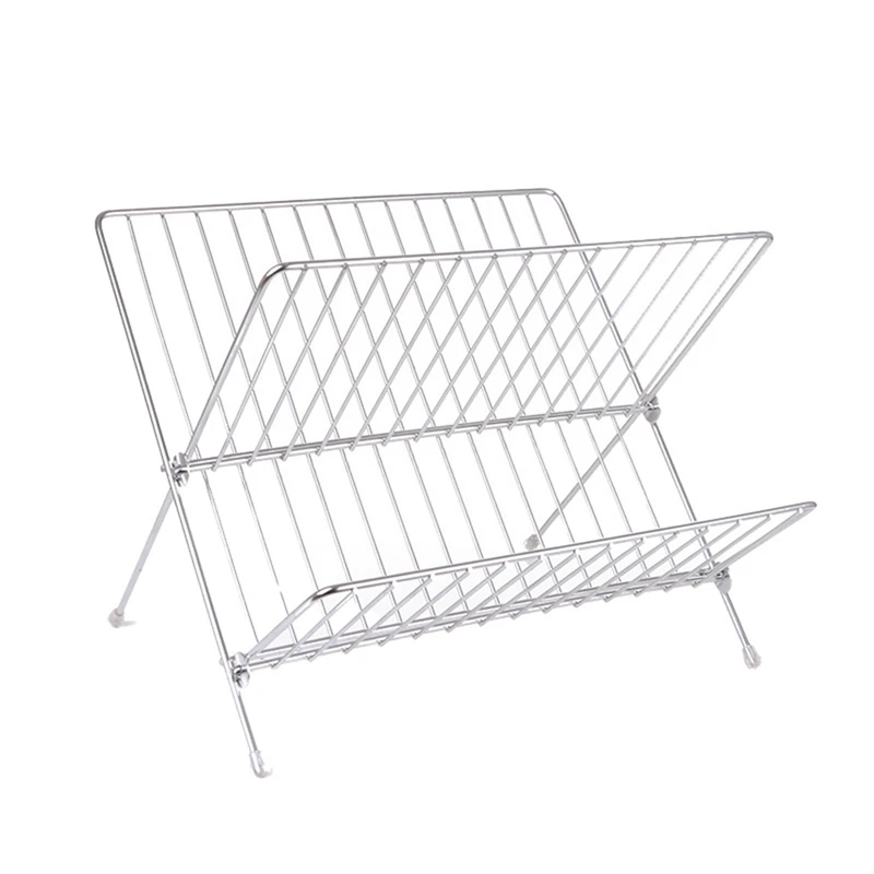 

Kitchen Folding X-Shaped Drain Rack Double-Layer Wrought Iron Bowl Rack Suitable For Home Kitchen