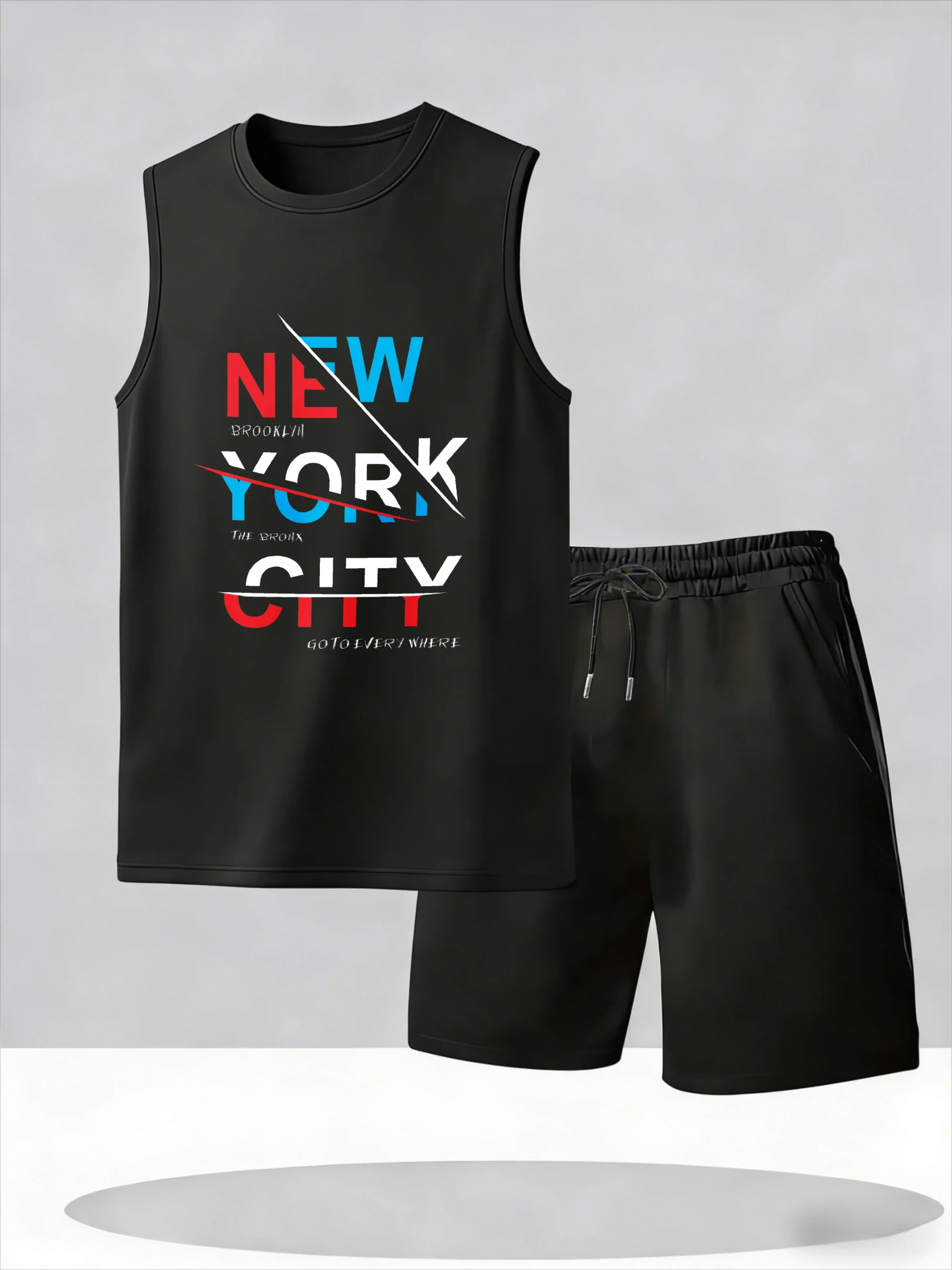 

Men's Tank Top Sets 2026 Summer Thin Quick Dry 2 piece set running beach oversize crewneck seaside men's chandals Breathable