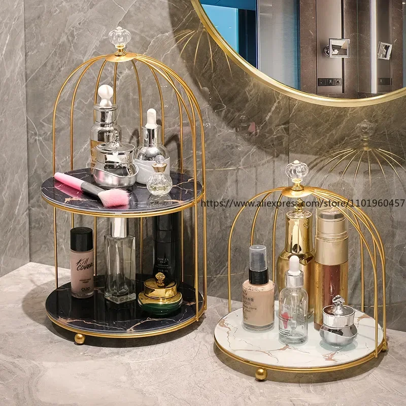 Stylish Metal Makeup Organizer - Versatile Cosmetic Storage for Bathroom & Vanity