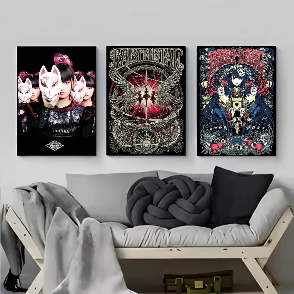 B-Babymetal Pop Group Music Star Poster Poster HD  Waterproof Wall Sticker Bar Living Room Decor Gift